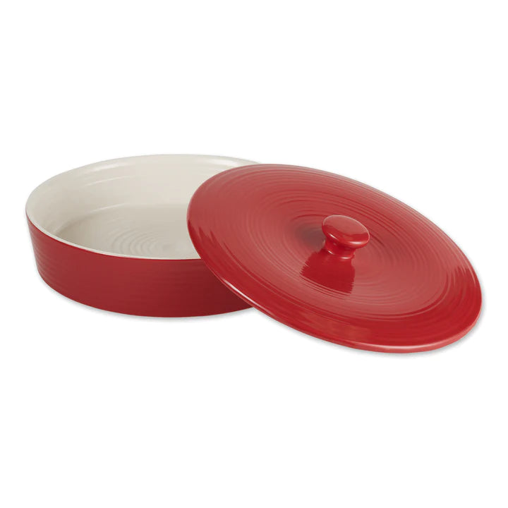 Red Stoneware Tortilla Warmer 10in