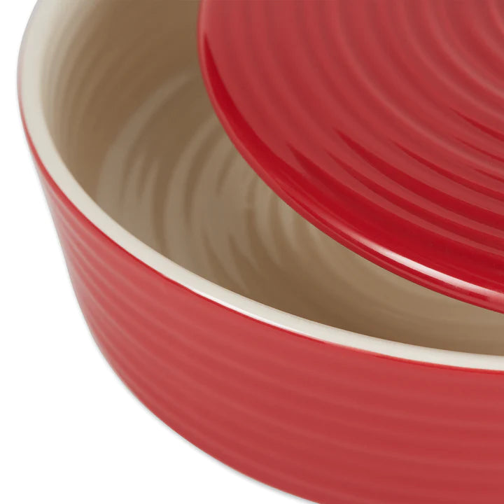 Red Stoneware Tortilla Warmer 10in