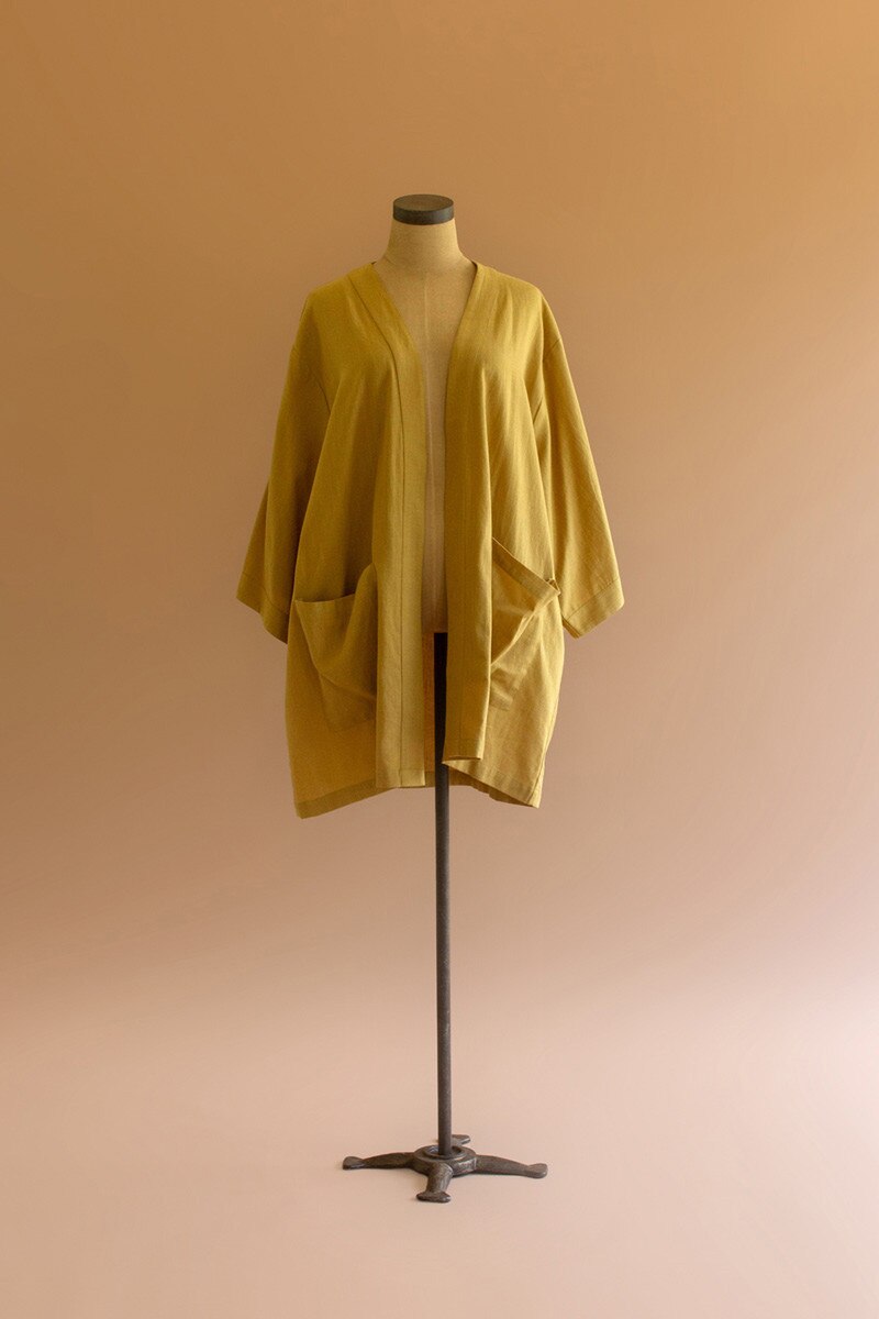 Pistachio Short Kimono with Front Pockets