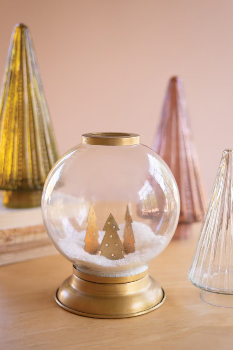 Glass and Metal Globe Candle Holder