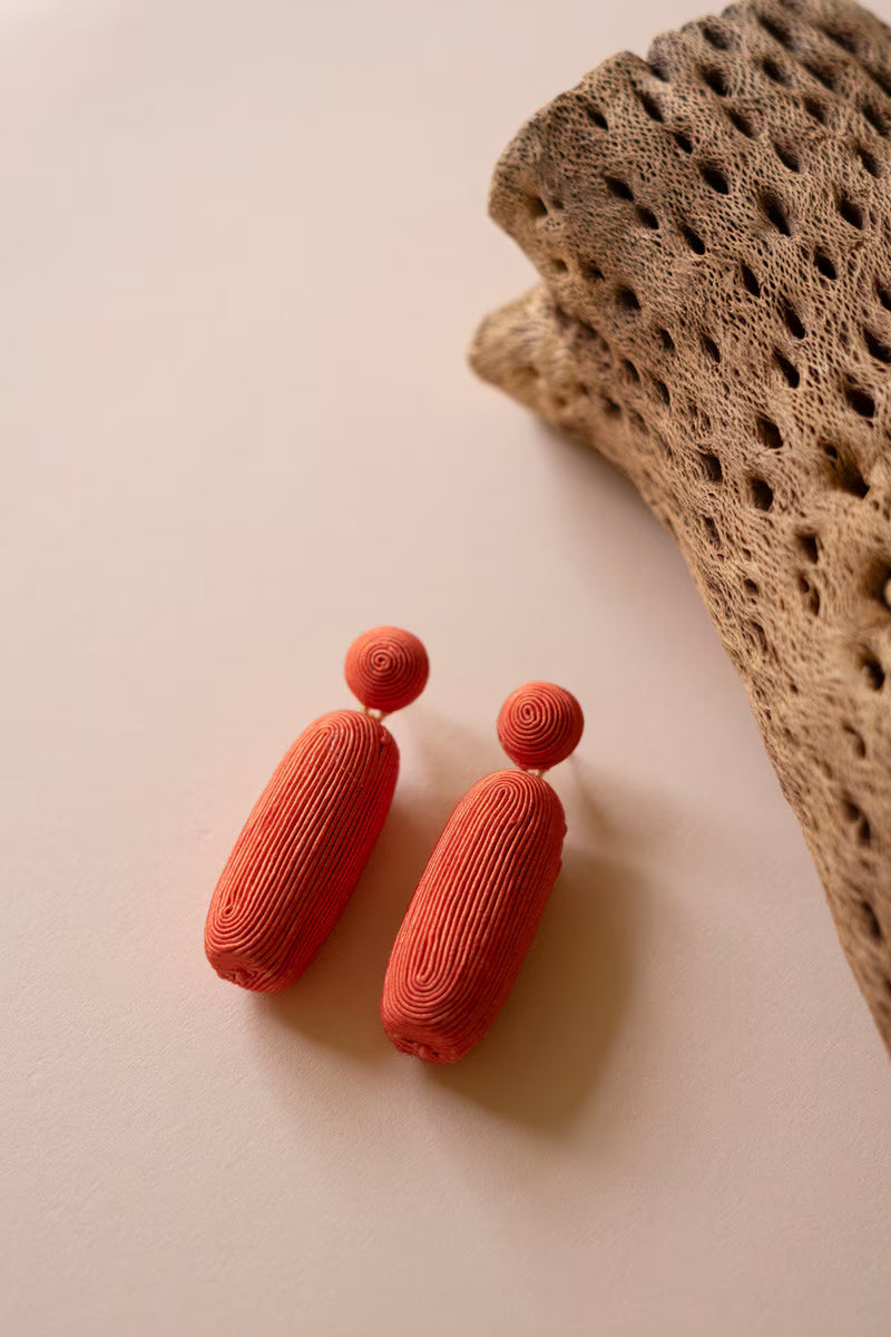Fabricwrapped Earrings Coral