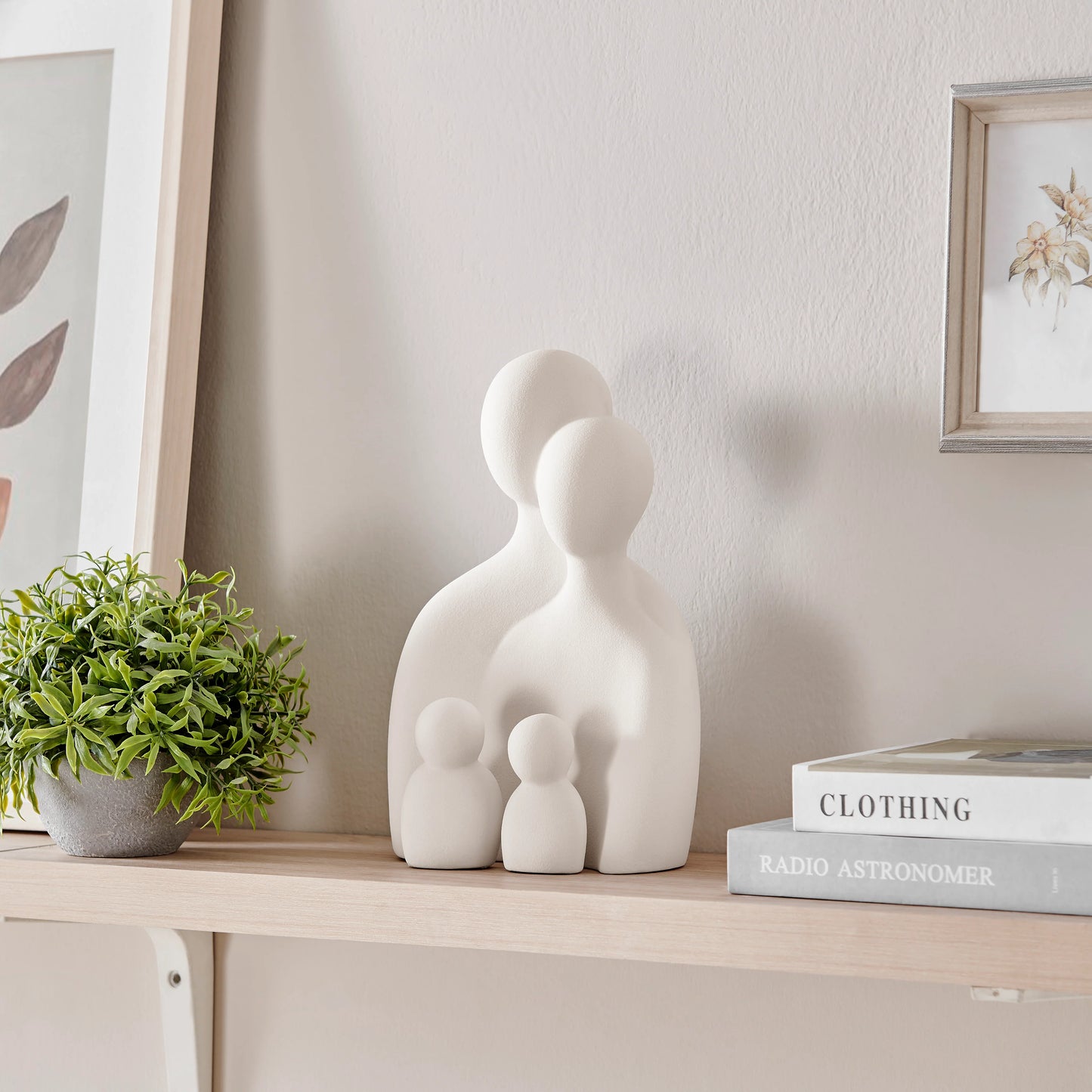 Hans Cream Abstract Nesting Three Piece Family of 4 Decorative Accent Matte Ceramic Sculpture Figure Set