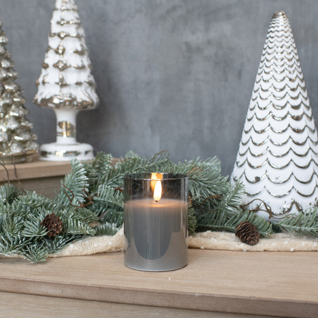 4" Charcoal Glass 3d Flame Candle