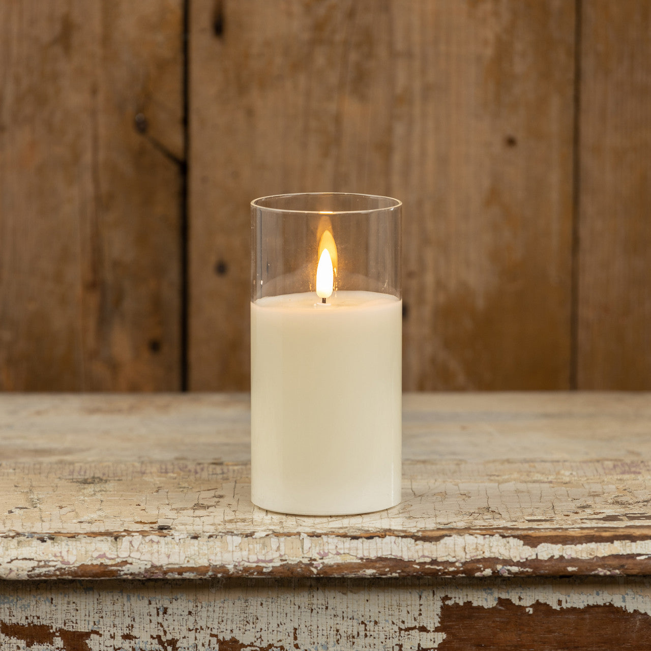 6" Glass 3d Flame Candle