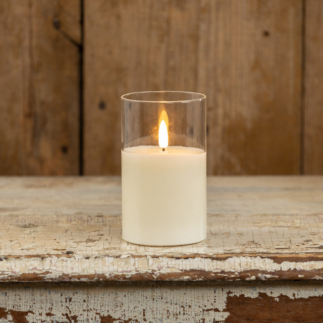 5" Glass 3d Flame Candle