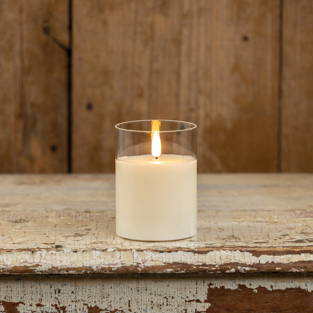 4" Glass 3d Flame Candle