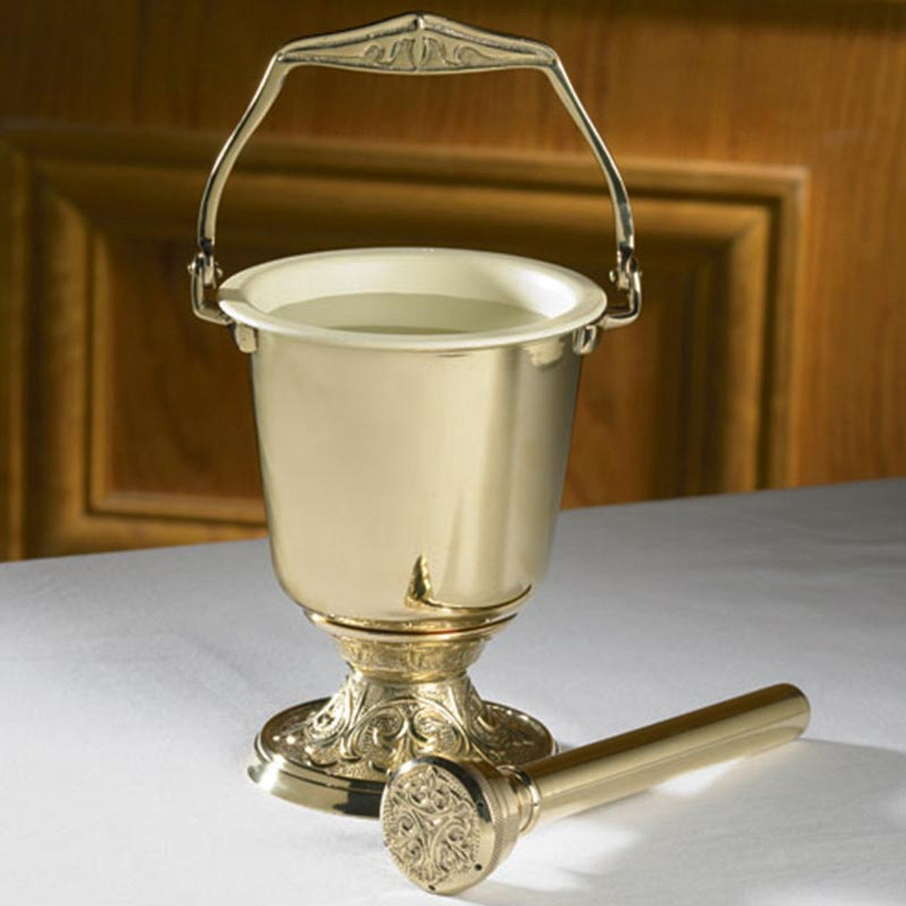 Embossed Holy Water Pot With Sprinkler Set