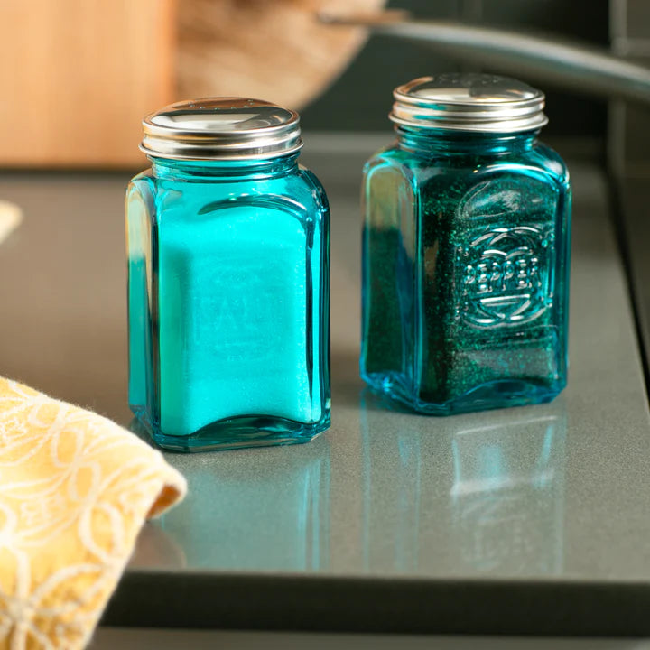 Turquoise Retro Glass Salt & Pepper Shaker