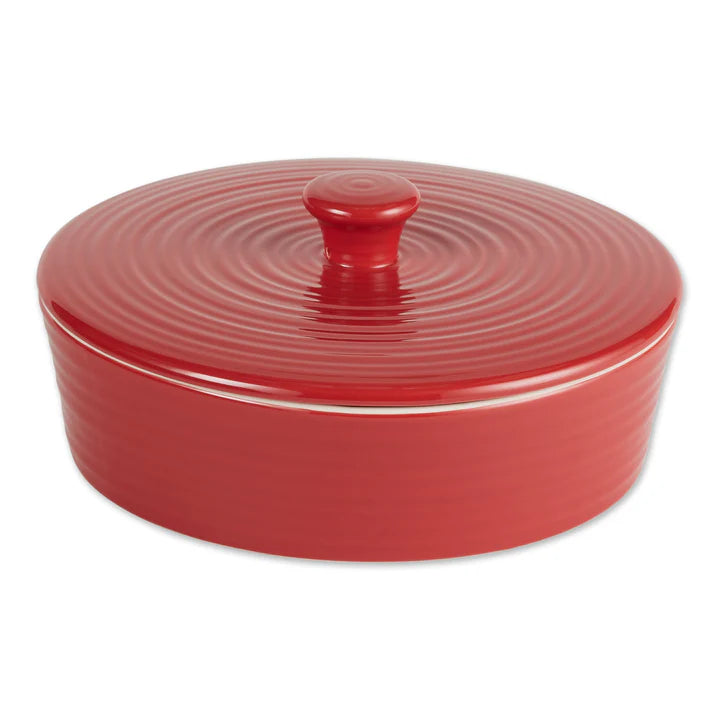 8In Red Tortilla Warmer Stoneware