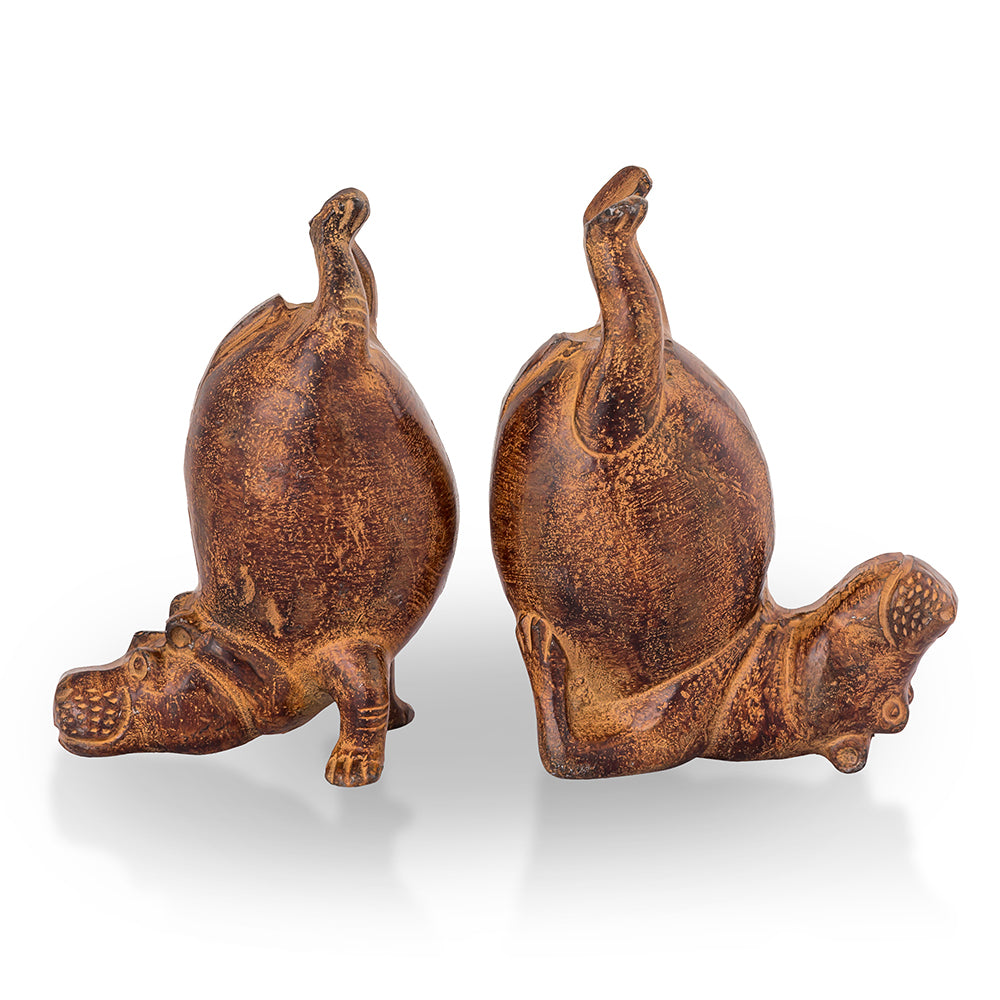 Acrobatic Hippo Bookends Pair
