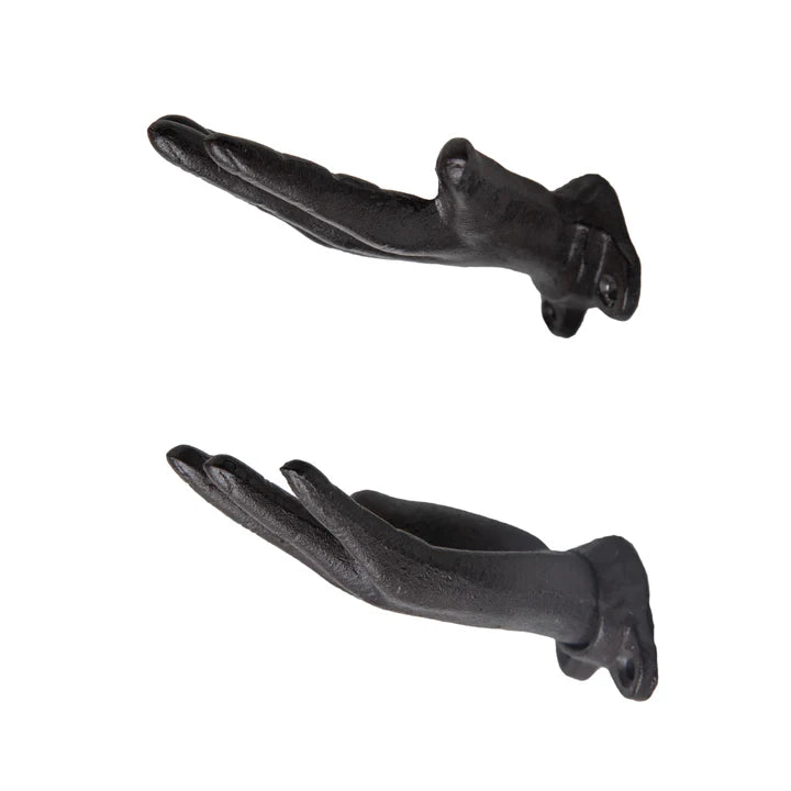 "Palms Up" Dark Brown Cast Iron Wall Mount Hook Set