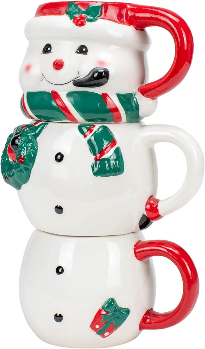 Friendly White Snowman Ceramic Stackable Coffee Mug