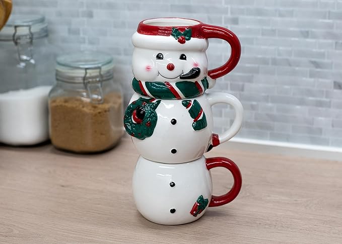 Friendly White Snowman Ceramic Stackable Coffee Mug