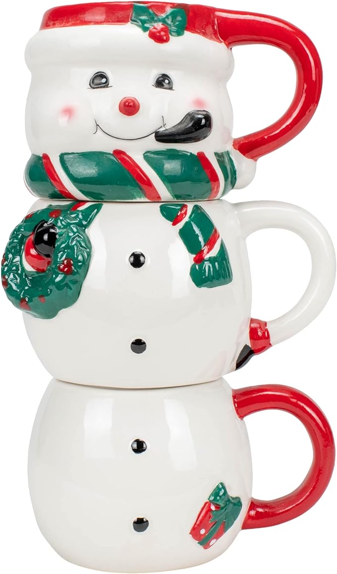 Friendly White Snowman Ceramic Stackable Coffee Mug