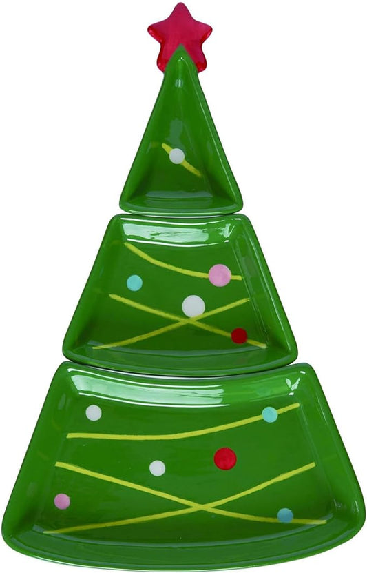 Dolomite Multicolor Christmas Festive Camper Tree Dip Bowl