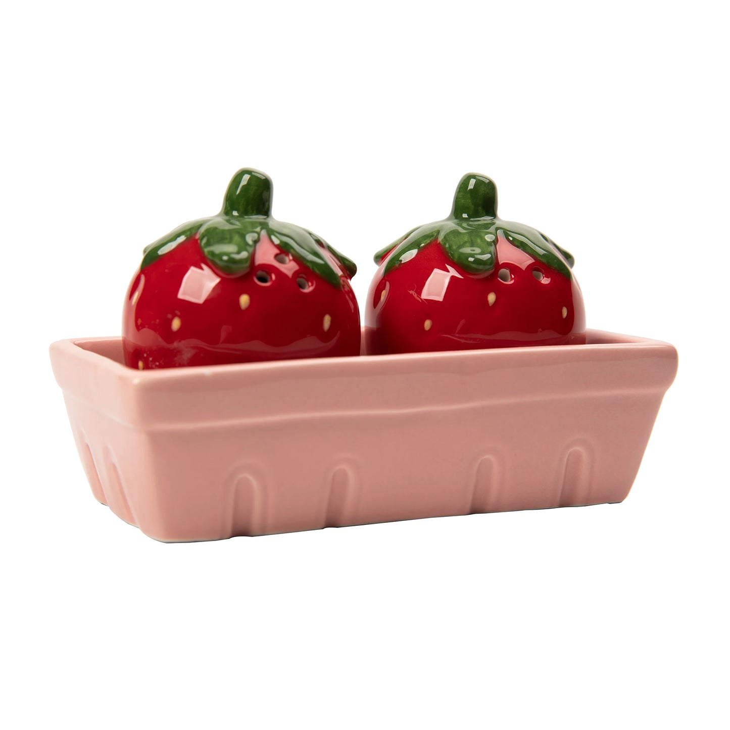 Dolomite Salt and Pepper Shakers Strawberries in Basket