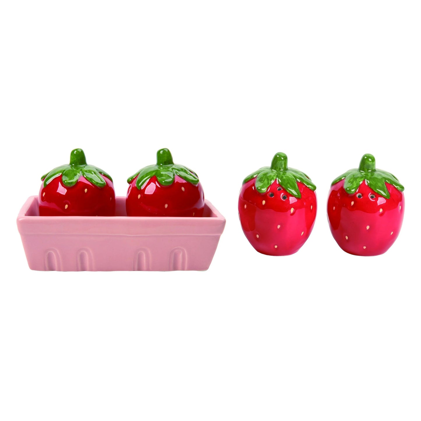 Dolomite Salt and Pepper Shakers Strawberries in Basket