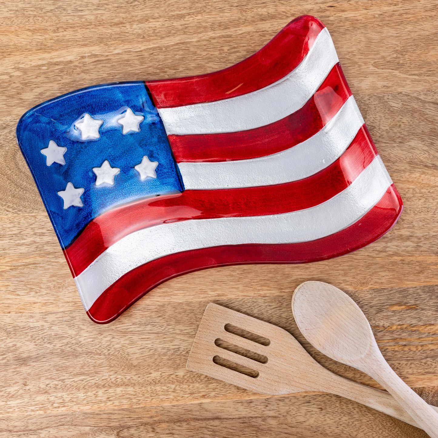 Fused Glass American Flag Plate