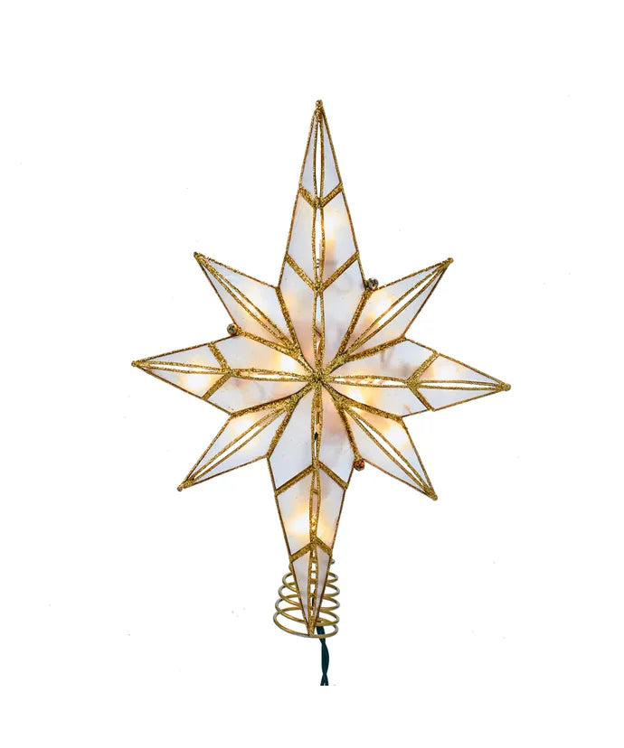 11.4" UL 10-Light Capiz Gold Star Treetop