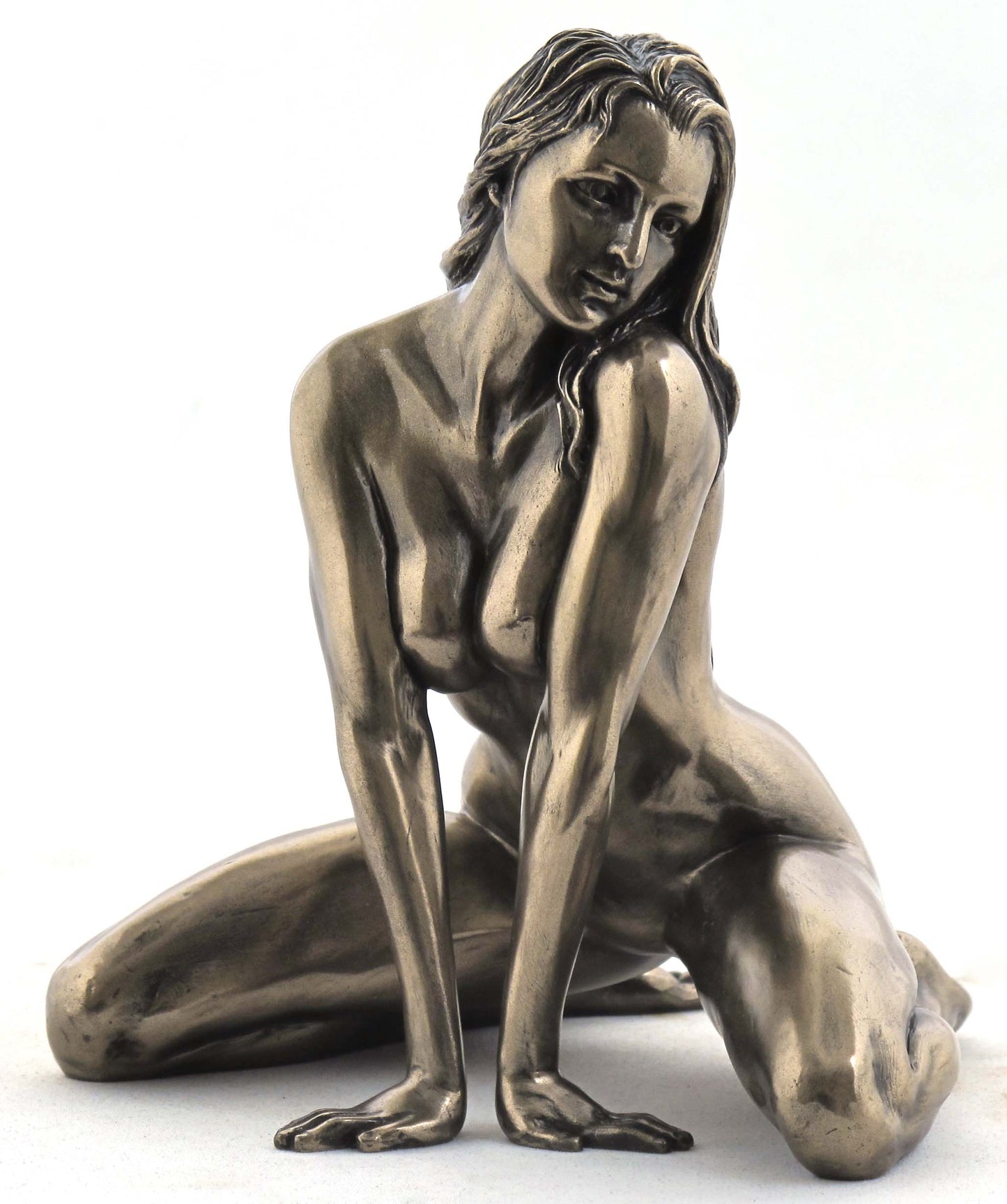 Nude Female On Floor Cold Cast Bronze Figurine