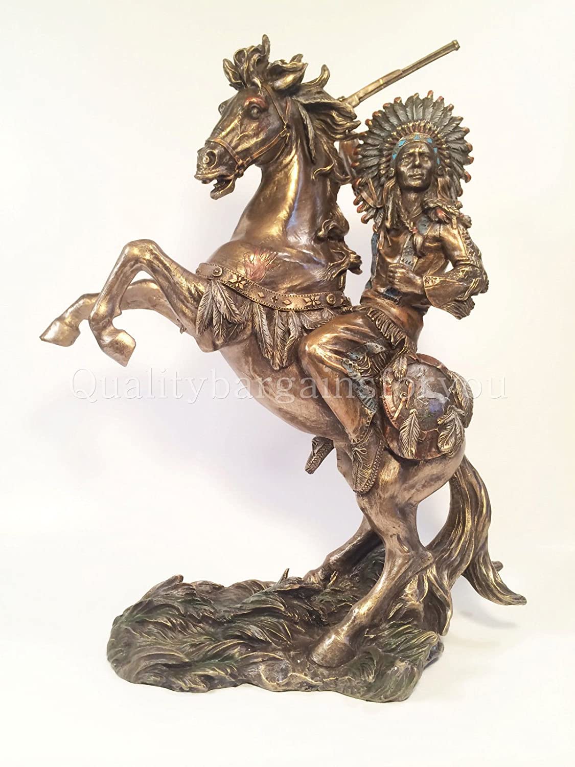 Sioux Chief Raising Rifle On A Rearing Horse