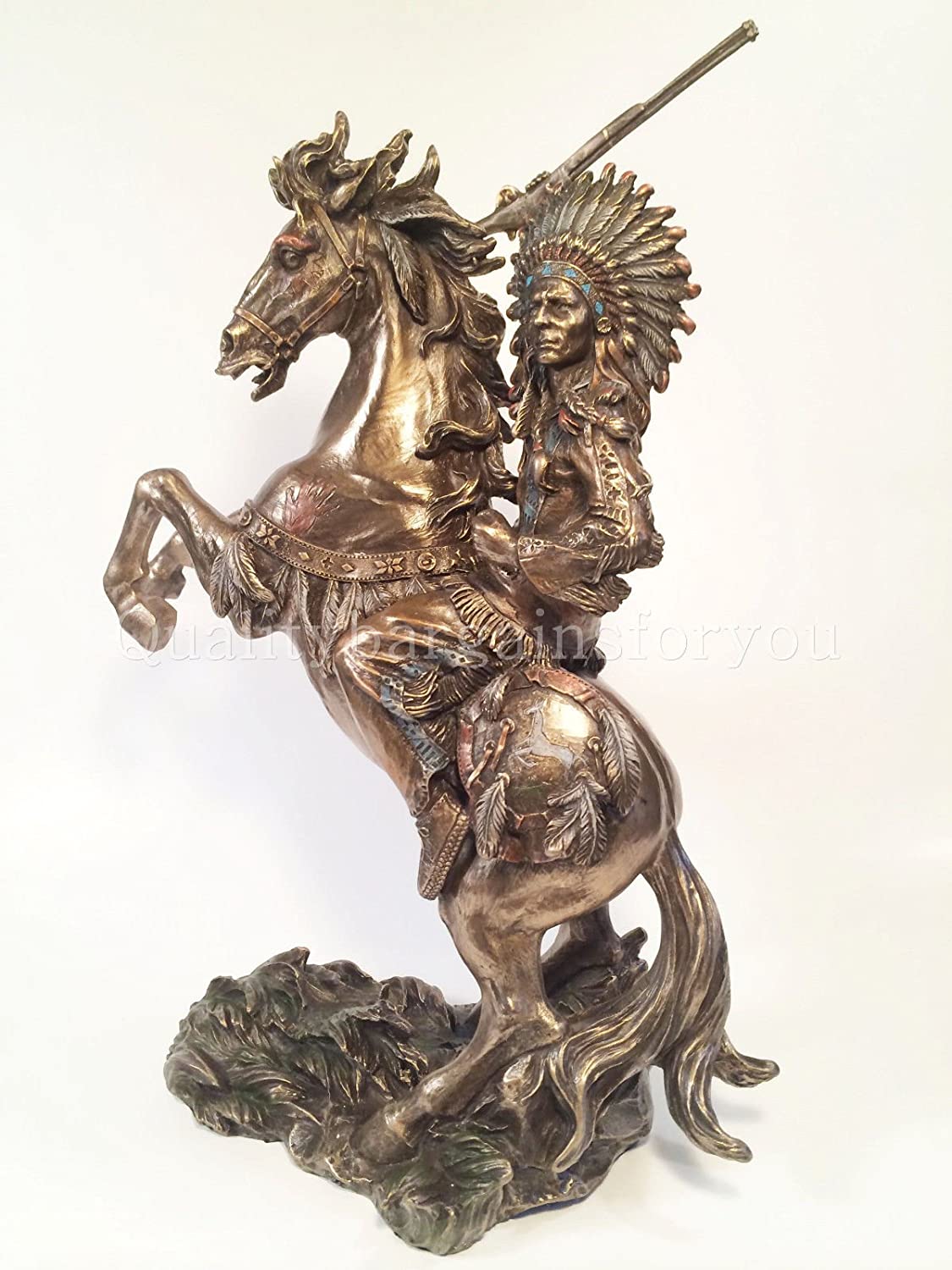 Sioux Chief Raising Rifle On A Rearing Horse
