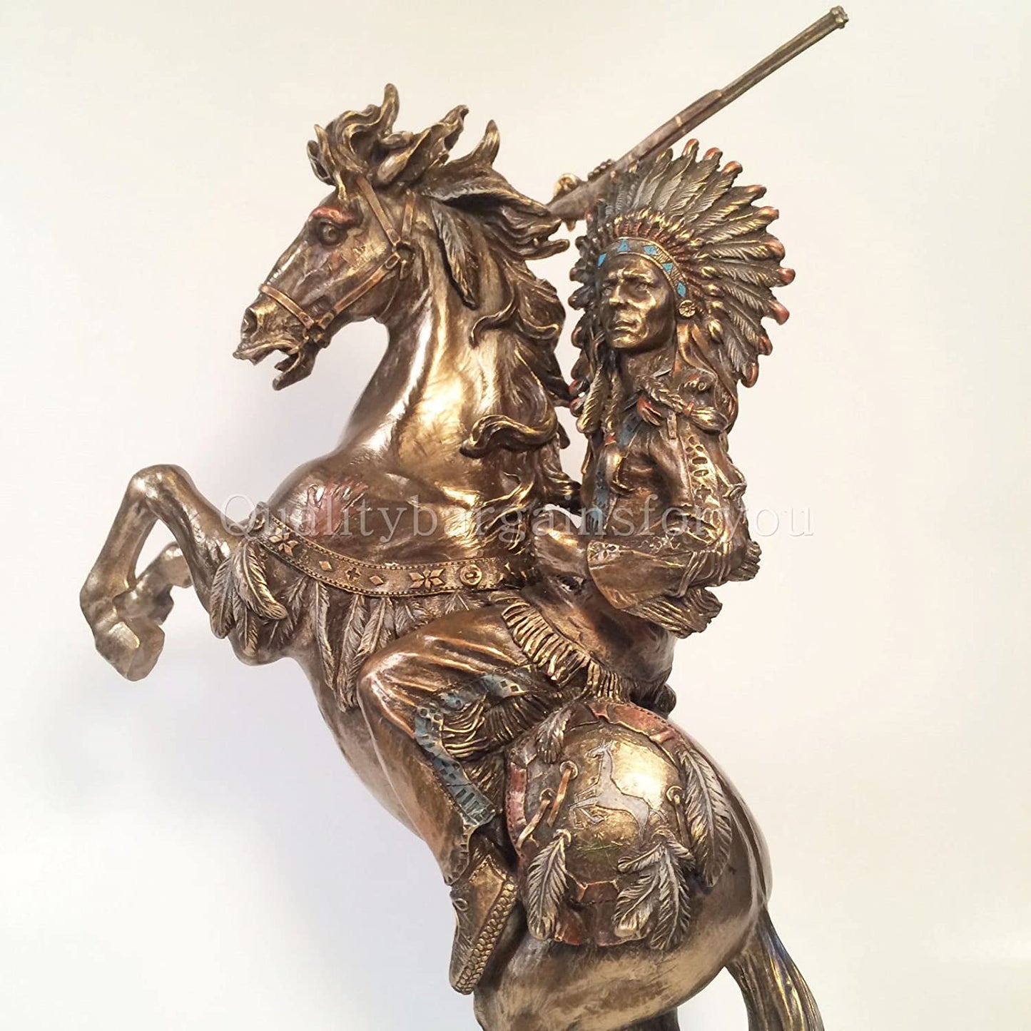Sioux Chief Raising Rifle On A Rearing Horse