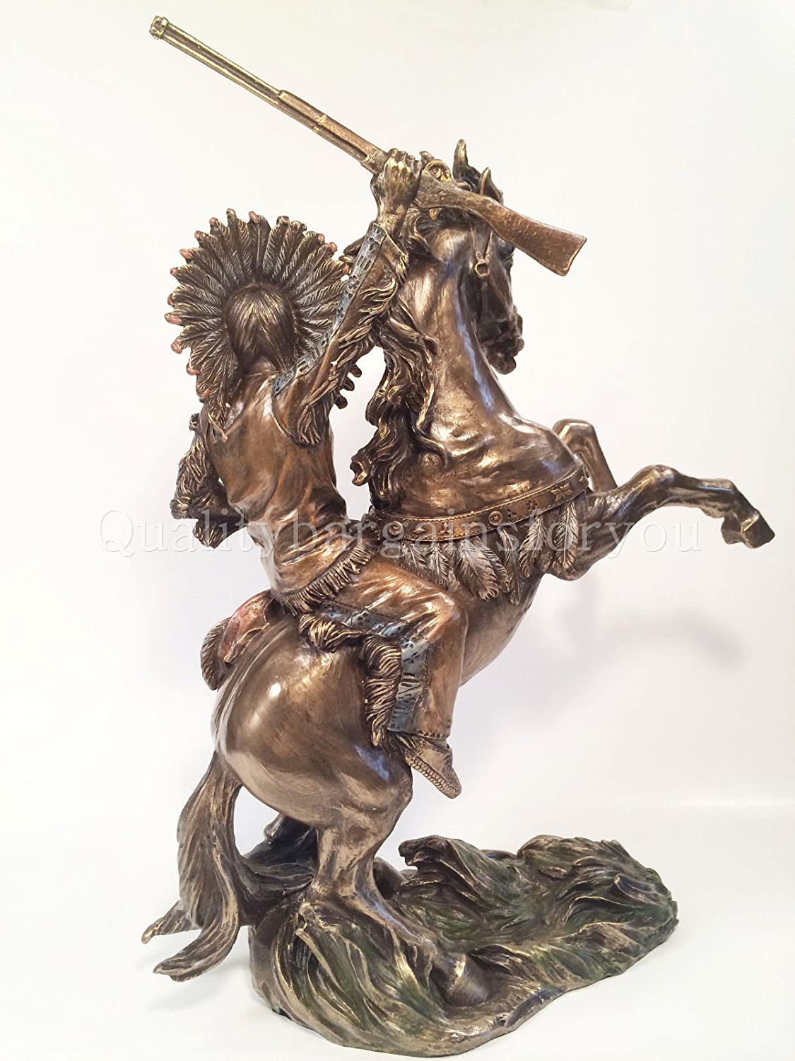 Sioux Chief Raising Rifle On A Rearing Horse