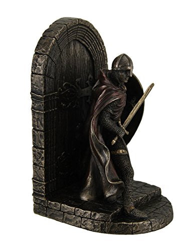 Armored Maltese Crusader With Sword And Shield Guarding Door - Bookend