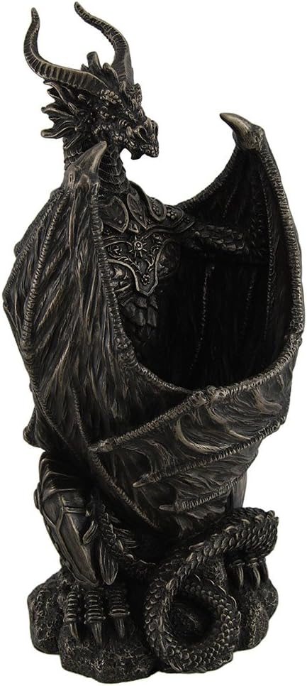 Stunning Cold Cast Bronze Armoured Dragon Led Night Light Statue