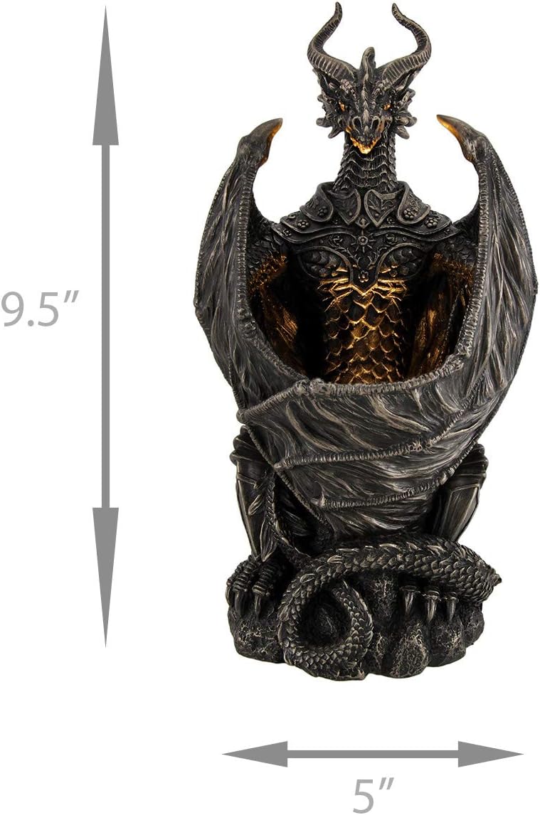 Stunning Cold Cast Bronze Armoured Dragon Led Night Light Statue