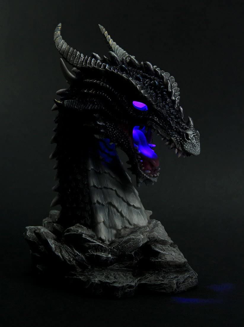 Horned Obsidian Dragon Bust (Led)