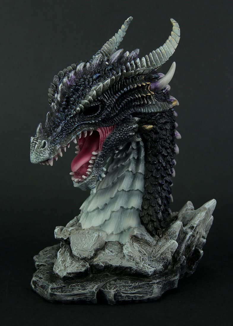Horned Obsidian Dragon Bust (Led)