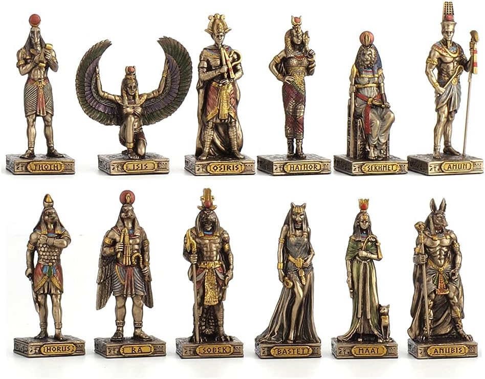 Bronze Polystone Egyptian Gods Set Figurines