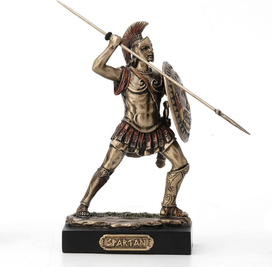 Spartan Warrior Holding Spear And Shield Statue
