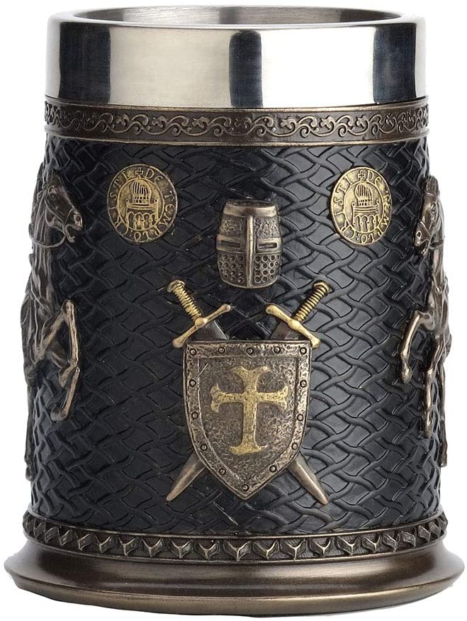 Bronze Stainless Steel Tumbler Cursader And Saladin Teamplar Sigil Beer Stein