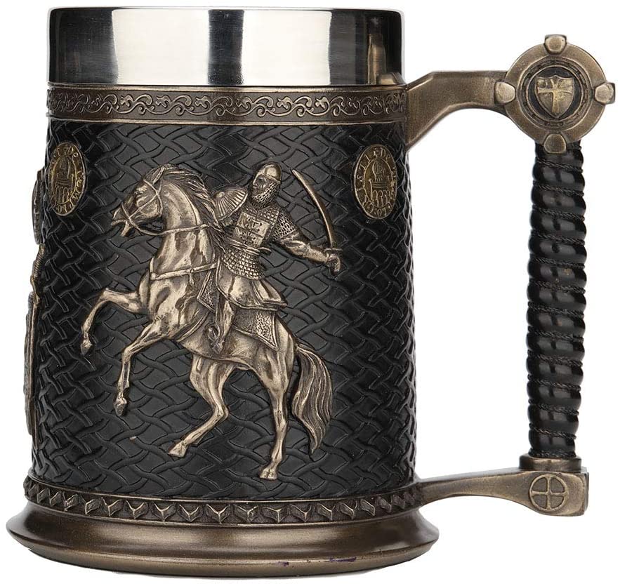 Bronze Stainless Steel Tumbler Cursader And Saladin Teamplar Sigil Beer Stein