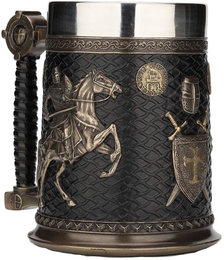 Bronze Stainless Steel Tumbler Cursader And Saladin Teamplar Sigil Beer Stein