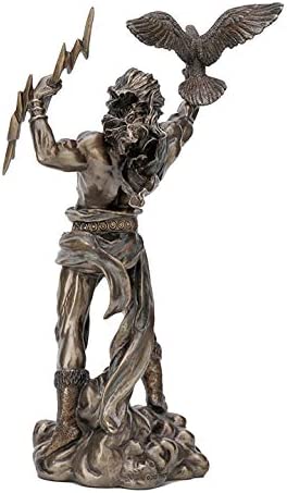Greek God Zeus Holding Thunderbolt With Eagle