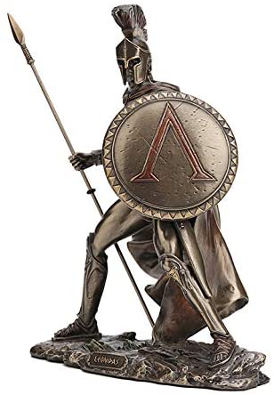 Spartan King Leonidas Holding Spear And Shield Cold Cast Bronze