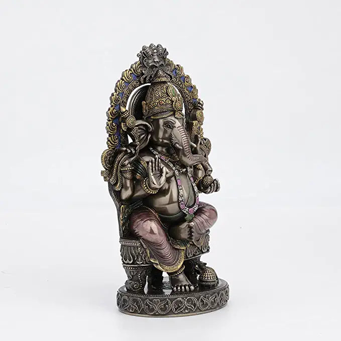 Lord Ganesha Sitting On Chair With Temple Arch