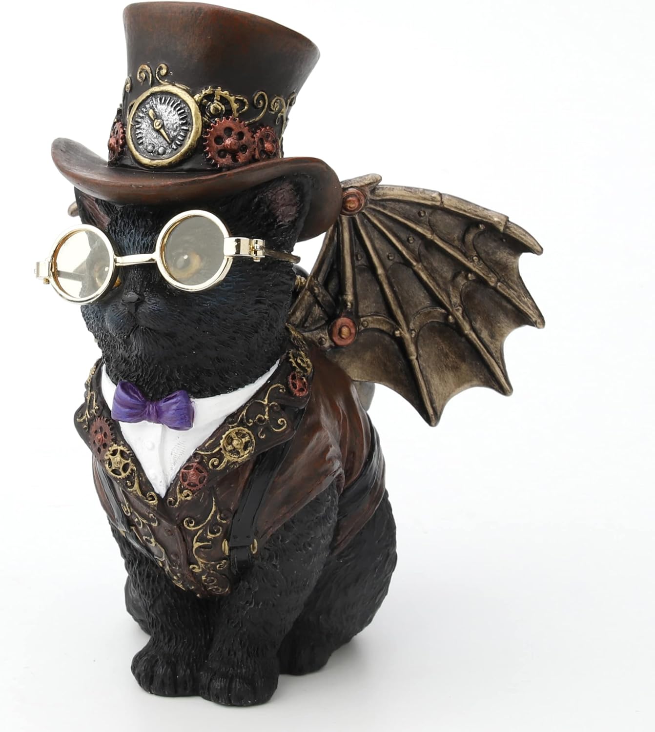Steampunk Victorian Invnetor Cat With Wings And Top Hat Figurine