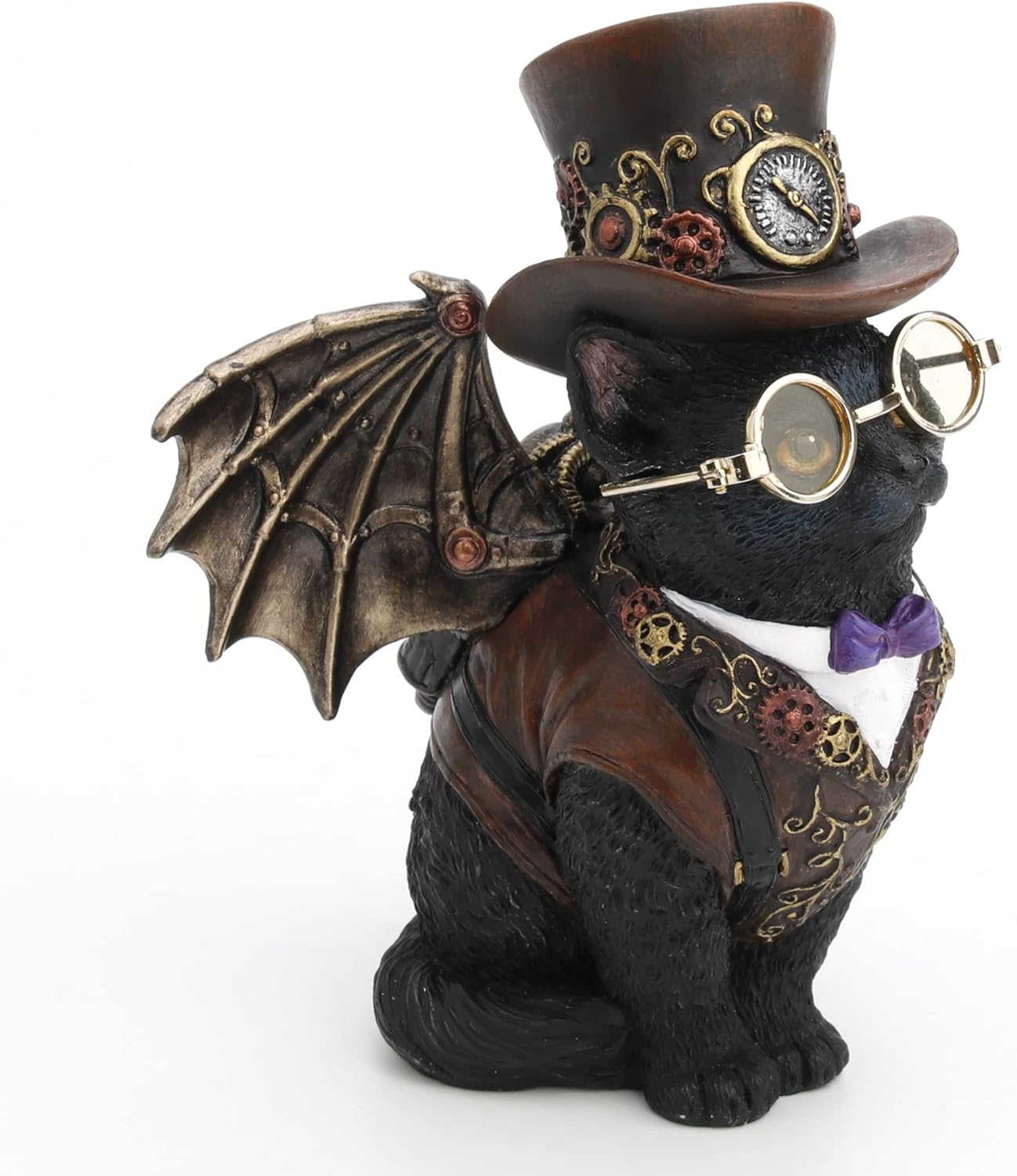 Steampunk Victorian Invnetor Cat With Wings And Top Hat Figurine