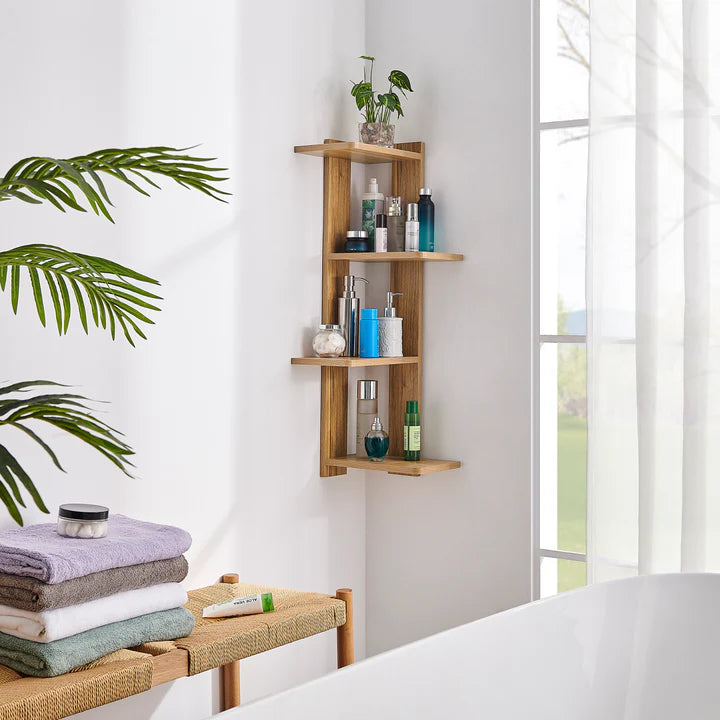 Alvar Corner 4-Tier Floating Ledge Column Wall Shelf