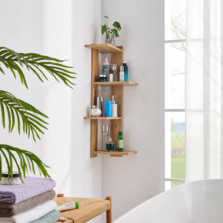Alvar Corner 4-Tier Floating Ledge Column Wall Shelf