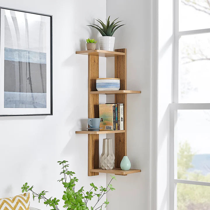 Alvar Corner 4-Tier Floating Ledge Column Wall Shelf