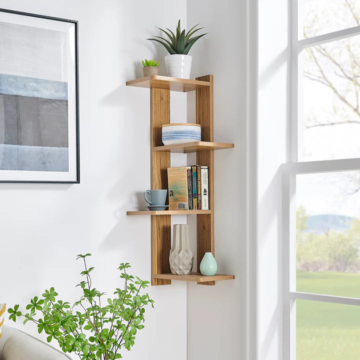 Alvar Corner 4-Tier Floating Ledge Column Wall Shelf