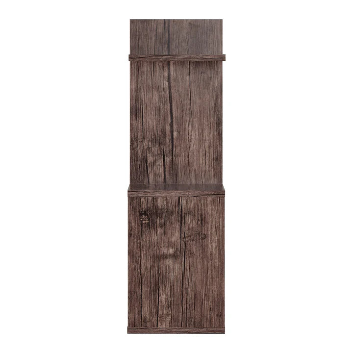 Manasa Floating Geometric Kilter Two-Tier Wall Shelf - Hickory