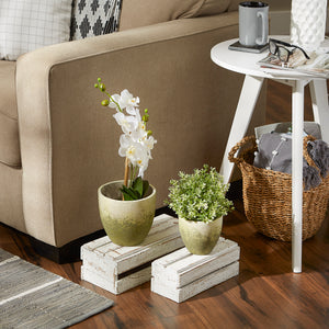 Weathered Cement Flower Pot Set/2