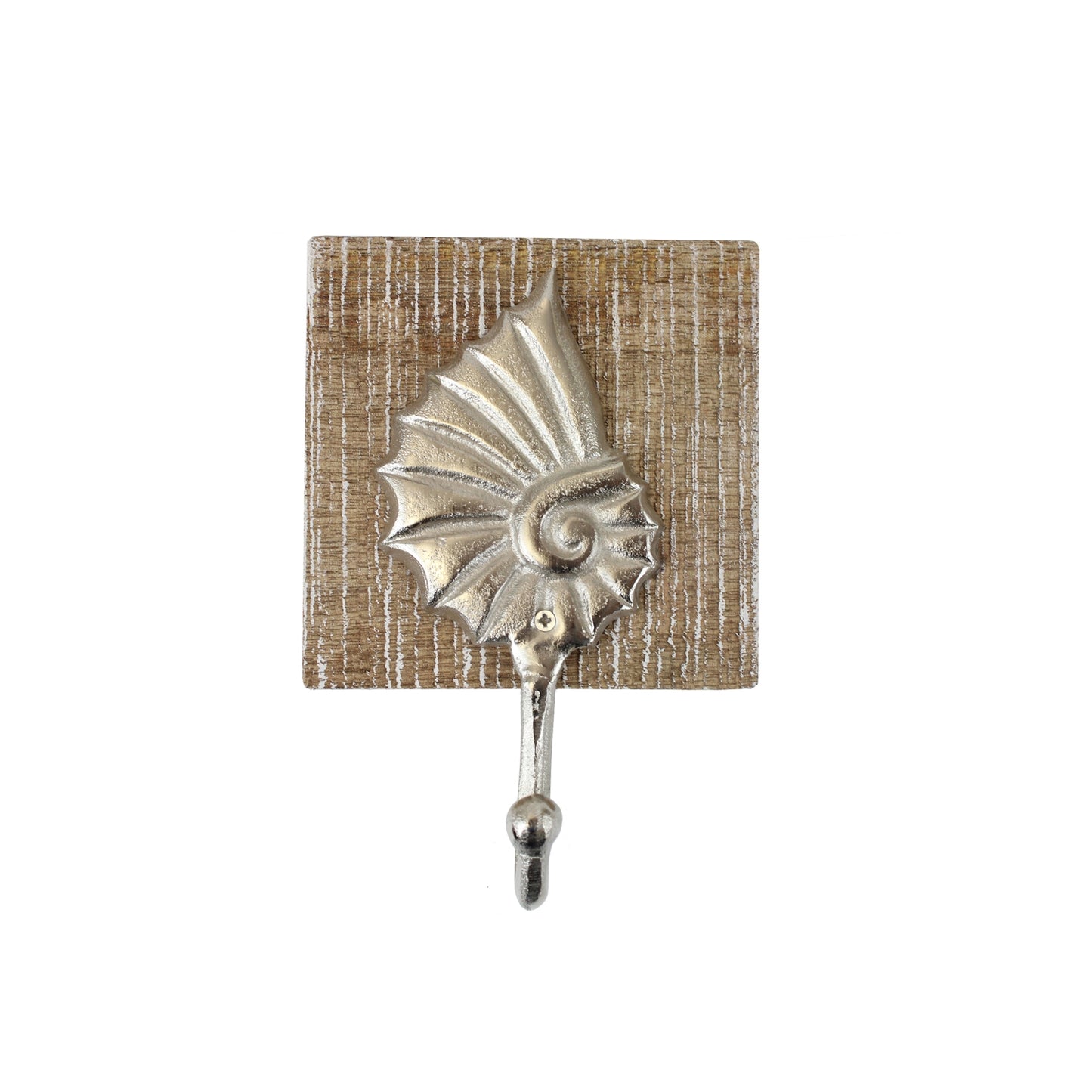7 in. Wood & Metal Seashell Wall Hook